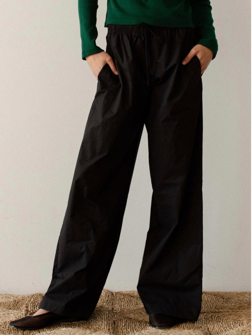 DONNI Pop pant Womens LG/XL 100% cotton wide leg black